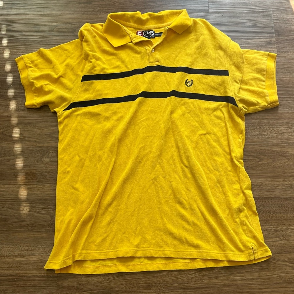Chaps Yellow Polo Shirt with Black Stripes